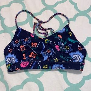 Dark blue and flowers bra